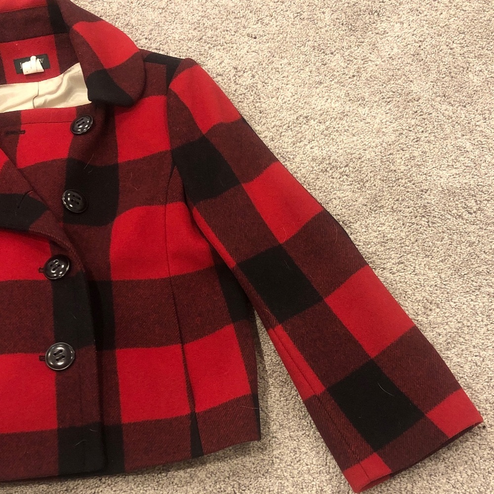 J Crew Vintage Red and Black Buffalo Plaid Women’s Cropped Jacket Size 12 - Picture 3 of 9